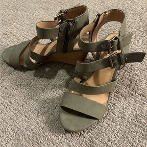 Crown Vintage Olive Strappy Wedges